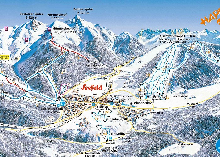 Rosshutte Seefeld - Gschwandtkopf Piste Map | Plan of ski slopes and lifts ... photo