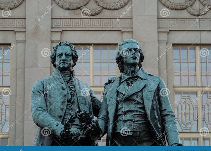 Weimarhaus Sculpture Statue of Johann Wolfgang Goethe and Friedrich Schiller ... photo