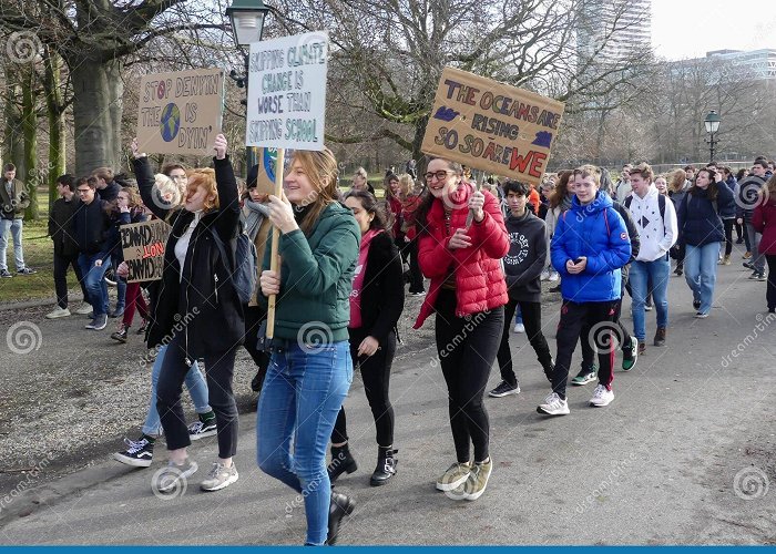 Malieveld School Children and Youth at Climate Change Policy Protest in the ... photo