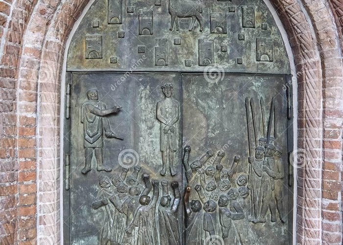 St. Katharinen Church Door with Holy Reliefs Inside St. Katharinen Church in Hamburg in ... photo