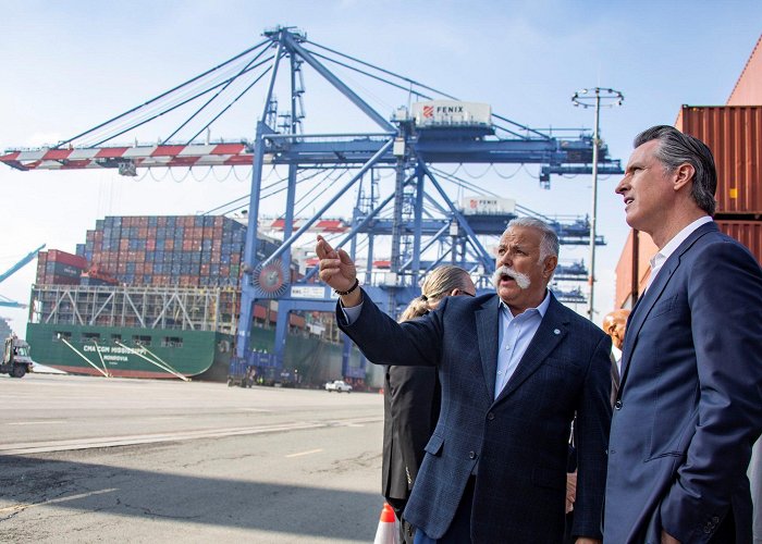 Port of Los Angeles Governor Newsom Tours Ports of Los Angeles and Long Beach with ... photo