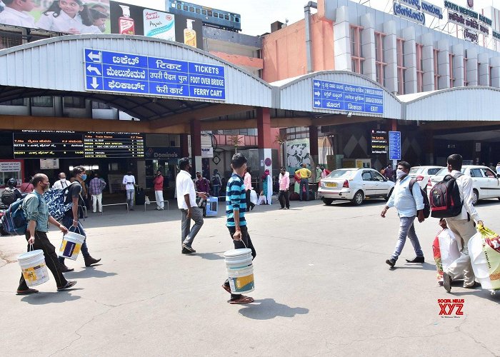 Bangalore City Railway Station Interstate (migrant) workers gathered at Bengaluru City Railway ... photo