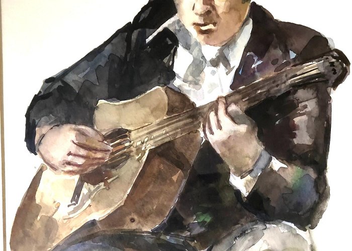 Peter van Den Braken Centrum Henk Fonville - Gitarist - Aquarel, Ingelijst sold! View the auction ... photo