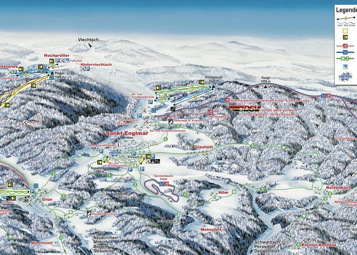 Predigtstuhl II Ski Lift Cross-Country Skiing Trail Map Nordic Center Sankt Englmar ... photo