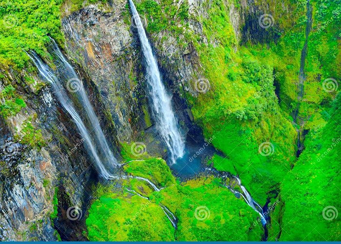 Bridal Veil Falls The Trou De Fer - Iron Hole Canyon. Stock Image - Image of cirque ... photo