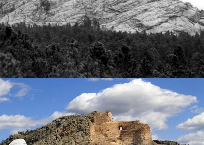 Crazy Horse Monument Crazy Horse Memorial Custer, SD 1948 and 2018 : r/OldPhotosInRealLife photo