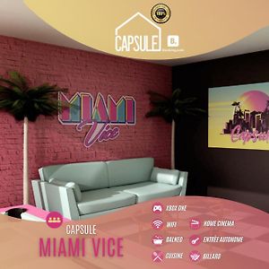 Appartamento Capsule Miami Vice - Jacuzzi - Billard - Ecran Cinema & Netflix - Ping-Pong - Nintendo & Jeux- Liévin Exterior photo